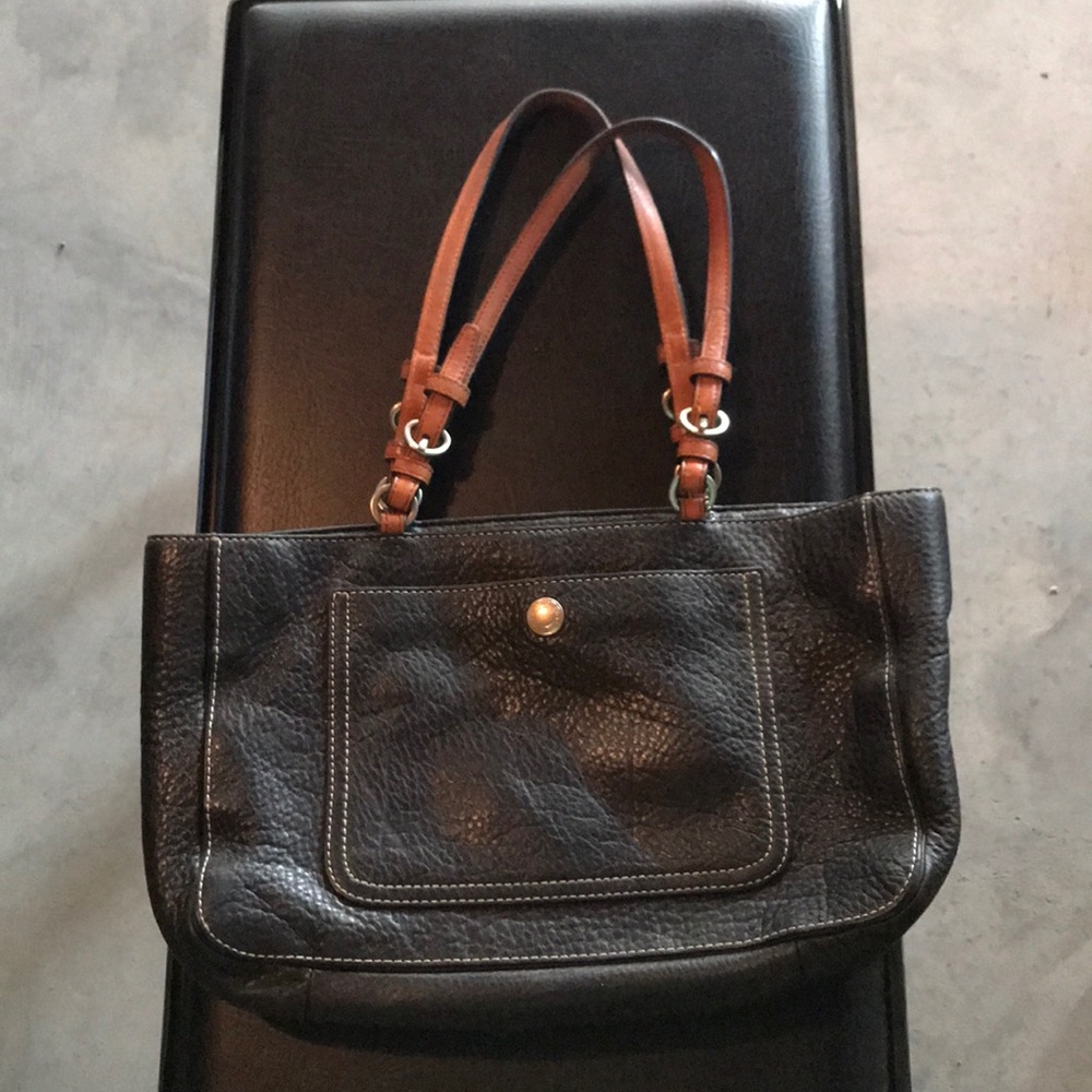 COACH black pebble leather